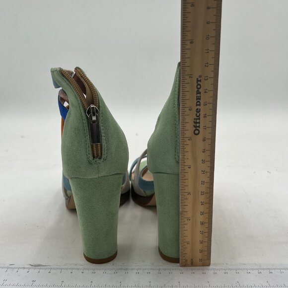 FSJ Multi Green Chunky High Heel Sandals Open Toe T-Strap Cutout Strappy Shoes - Picture 5 of 8